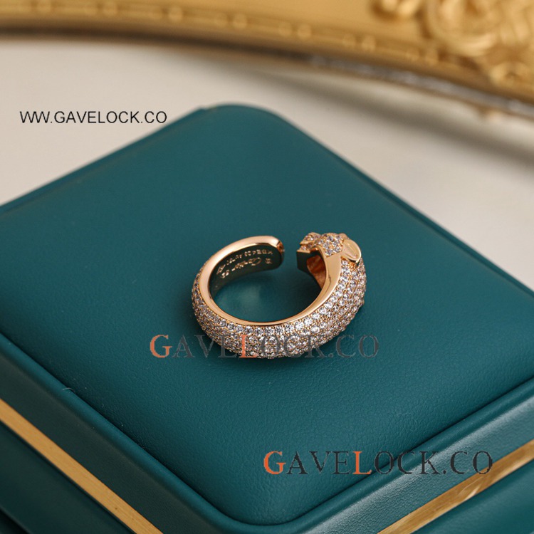 Iced Out Panthere de Cartier Ring Rose Gold - Wholesale Copy